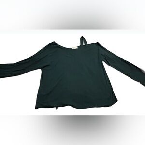 Chic Dark Green Asymmetrical off the shoulder long sleeve Top 2X. Like new.
